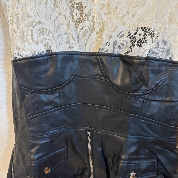 Choosy Lace and Leather Blouse Size 14 - Picture 2 of 6